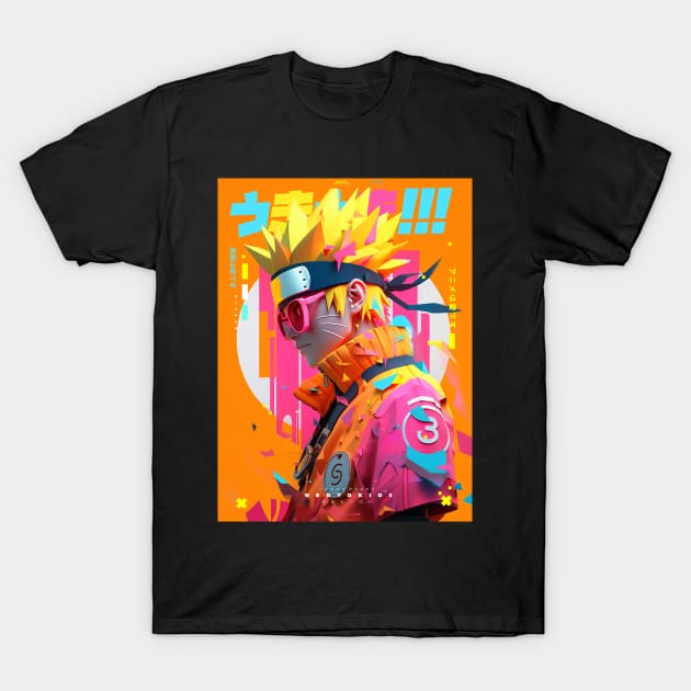 SHONEN HERO - MAXIMUM SHINOBI DRIP 🟧🩵🟧 3D LOW POLY ANIME MANGA JAPAN STYLE T-Shirt by PROUD OTAKU